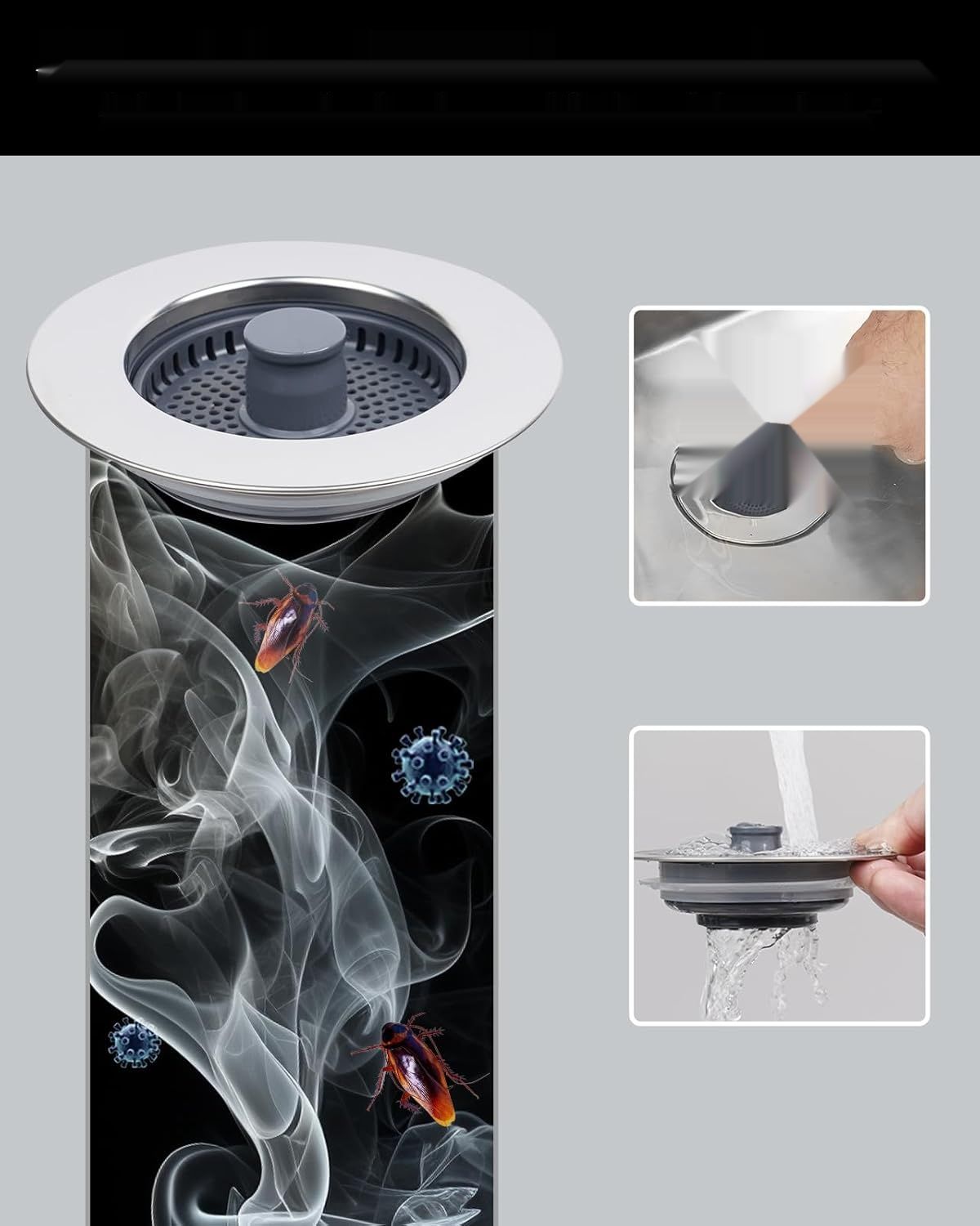 Hibbent 2 gry Zestaw Sitko i Korek do Zlewu Kuchennego – Uniwersalny 3