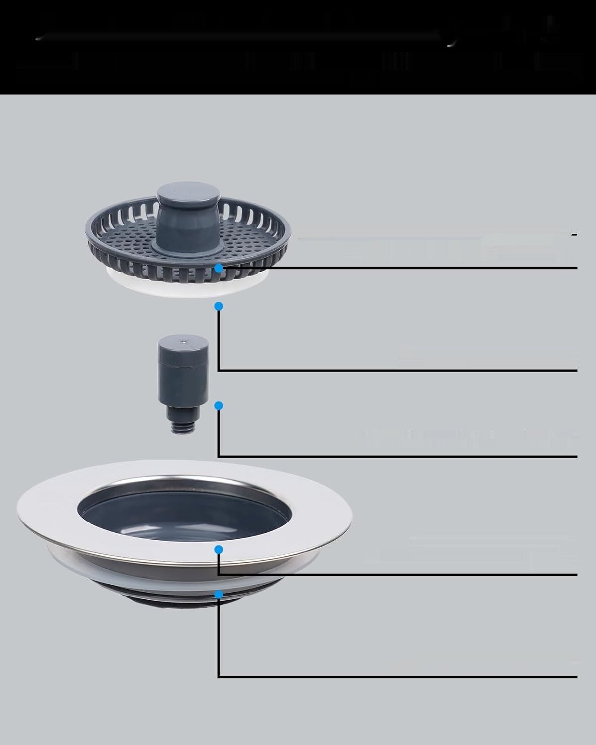 Hibbent 2 gry Zestaw Sitko i Korek do Zlewu Kuchennego – Uniwersalny 3