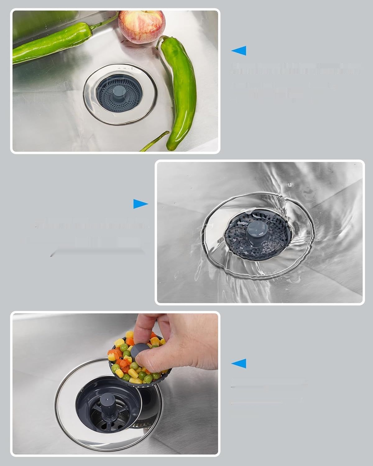 Hibbent 2 gry Zestaw Sitko i Korek do Zlewu Kuchennego – Uniwersalny 3