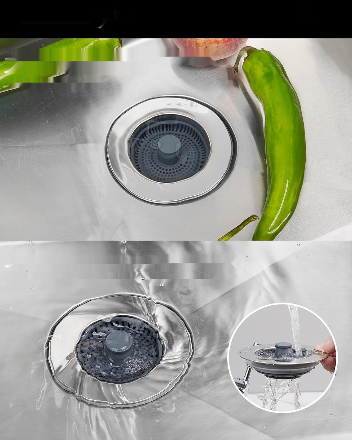 Hibbent 2 gry Zestaw Sitko i Korek do Zlewu Kuchennego – Uniwersalny 3