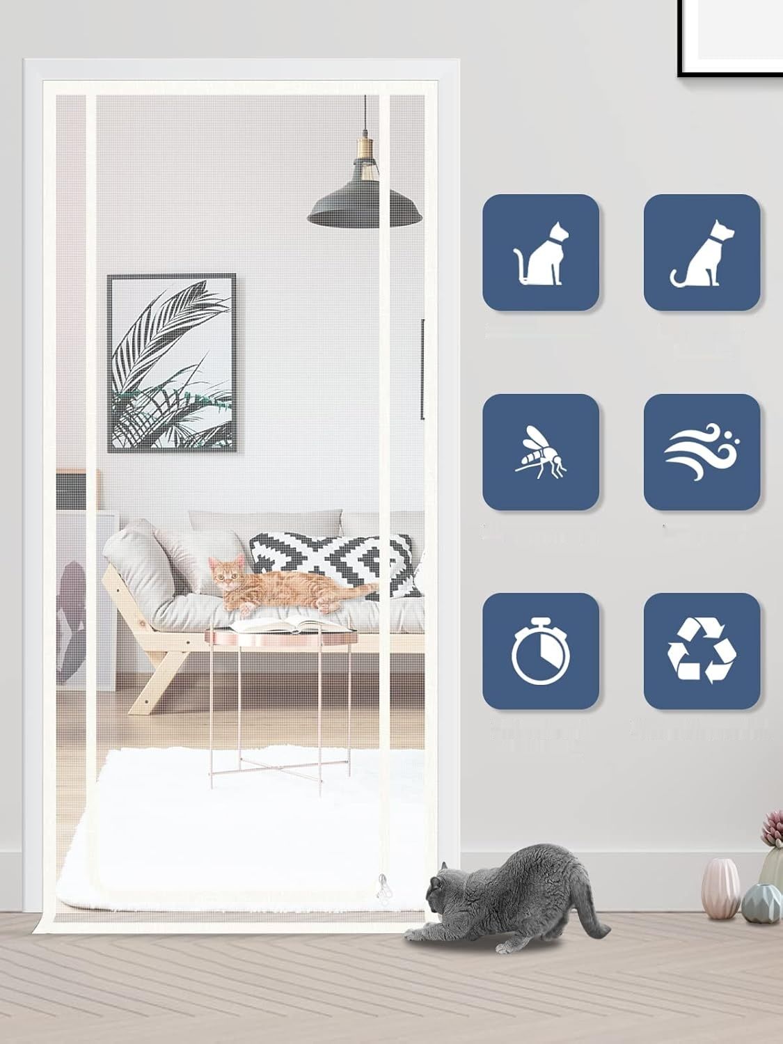 Siatka dla kota na drzwi, zapobiega ucieczce kotów, izolacyjny ekran ł