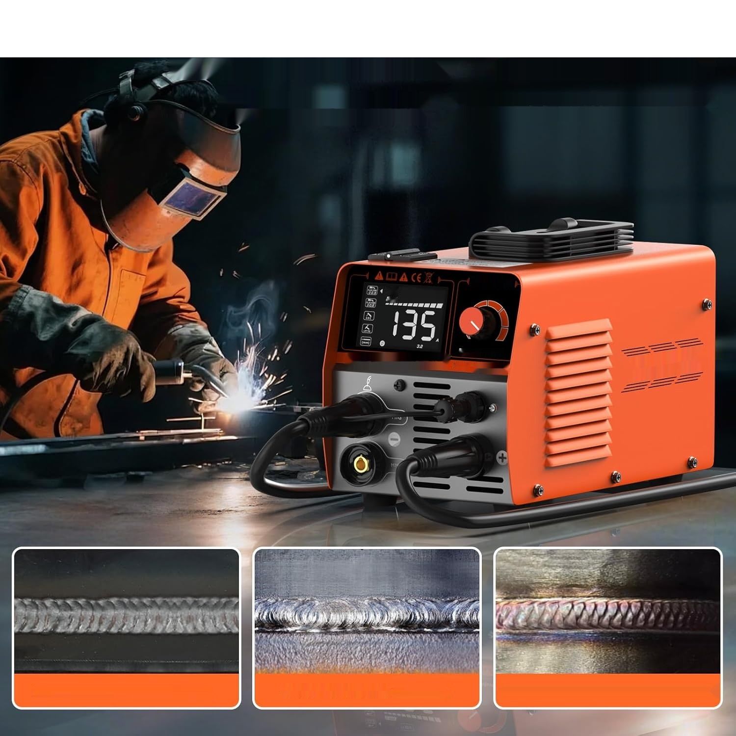 MIG135 Spawarka 3 w 1 MIG/ARC/Lift TIG bez gazu 135A 220V z synergicznym sterowaniem