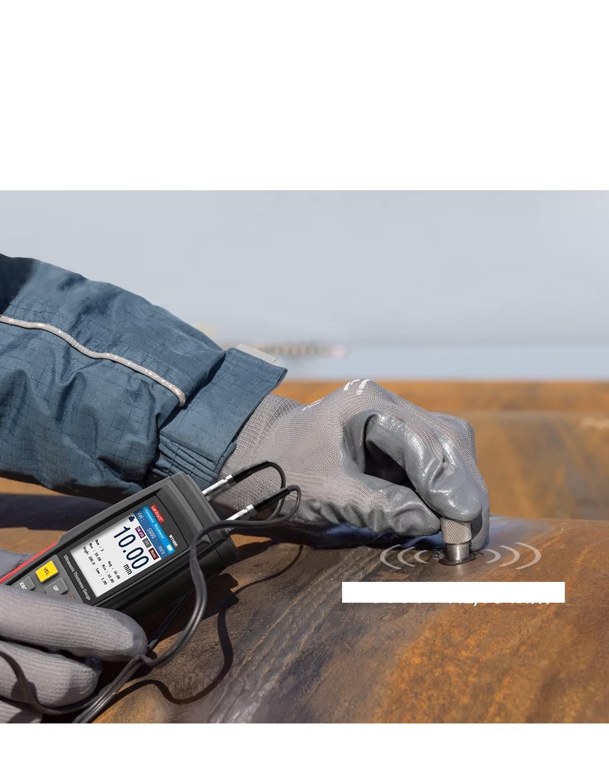 Cyfrowy ultradźwiękowy miernik grubości Wintact, zakres od 0,039 do 225 mm