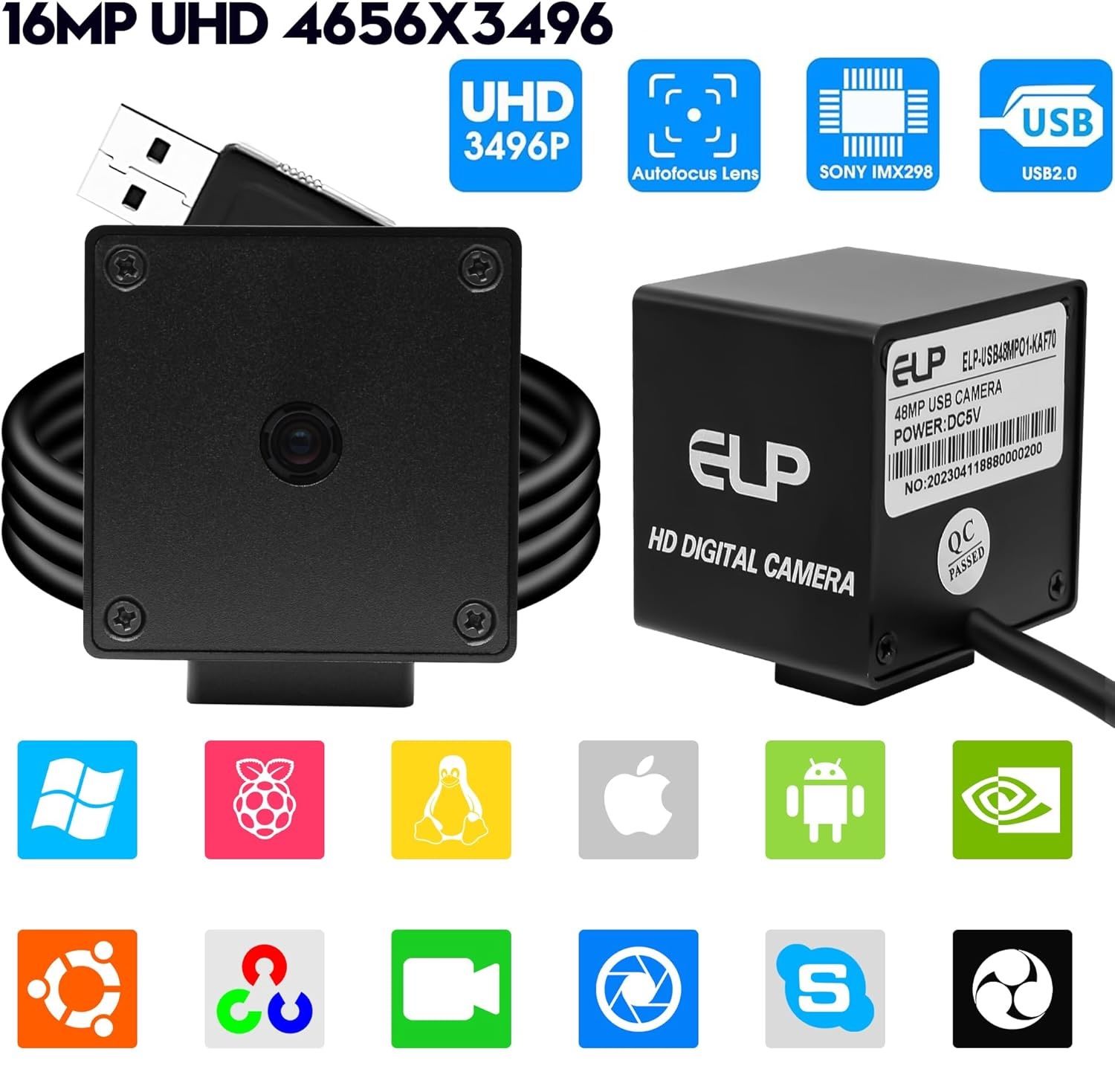 Svpro Autofocus Kamera USB 16 MP 4K z czujnikiem IMX298