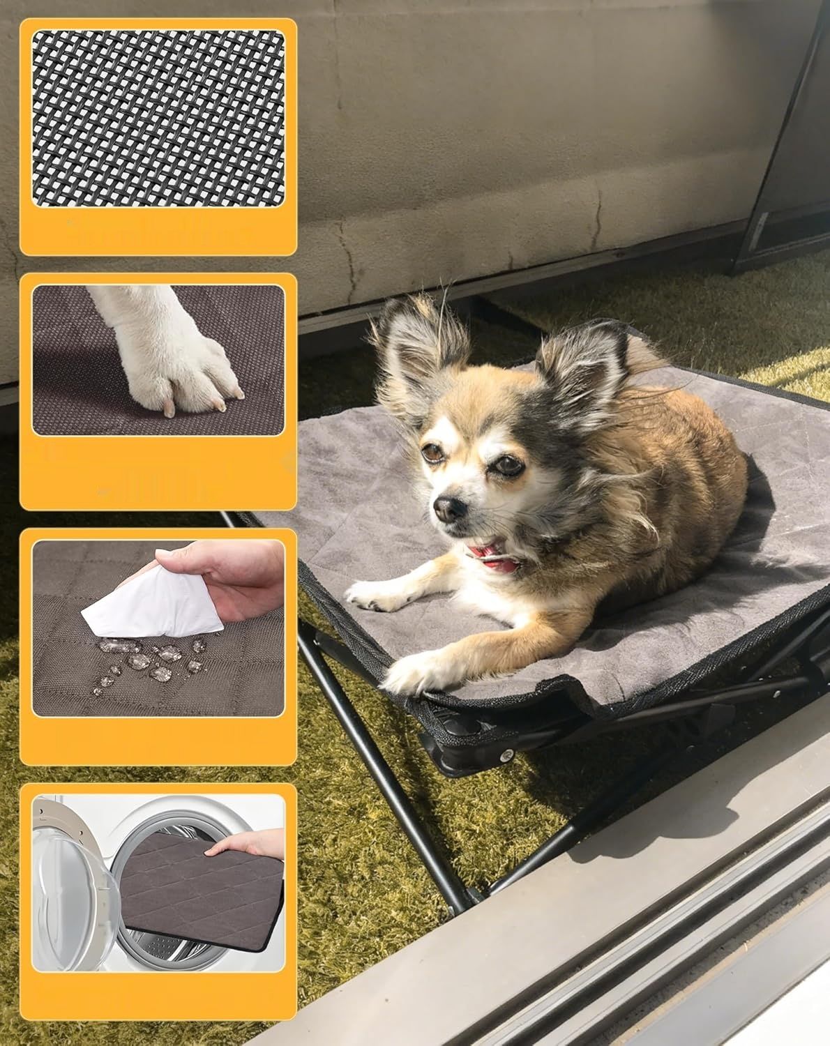 ingCamp podwyższone łóżko dla psa z wyjmowaną matą zamszową, 57 x 57 x 23 cm