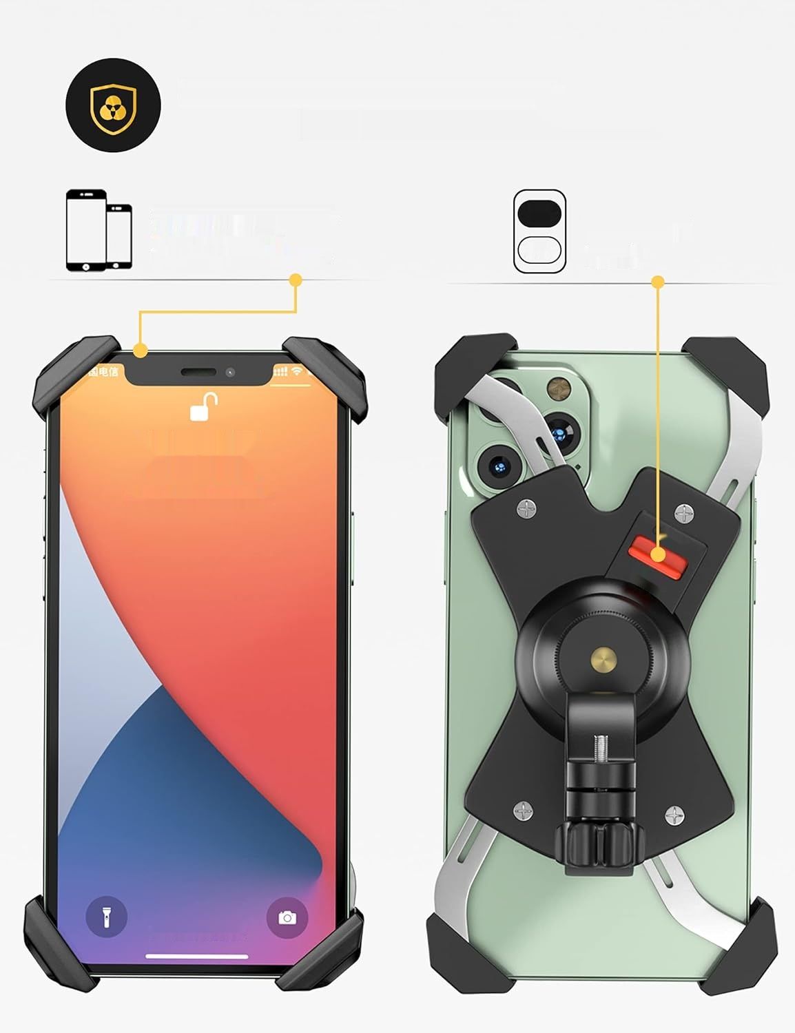 Uchwyt rowerowy na telefon Grefay, metalowy uchwyt na telefon do motoc