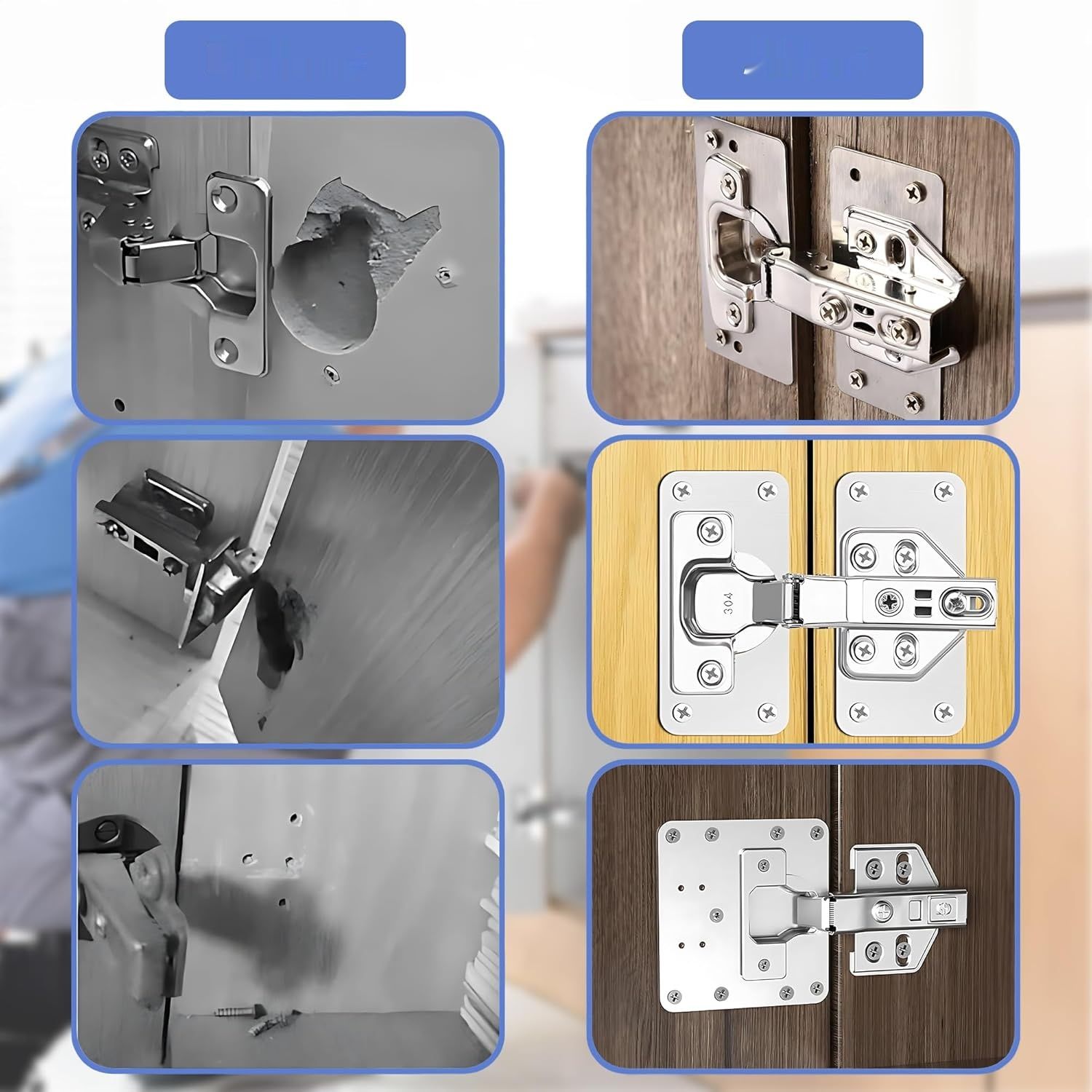 9 sztuk płytek naprawczych zawiasów drzwi z wkrętami, zestaw do naprz