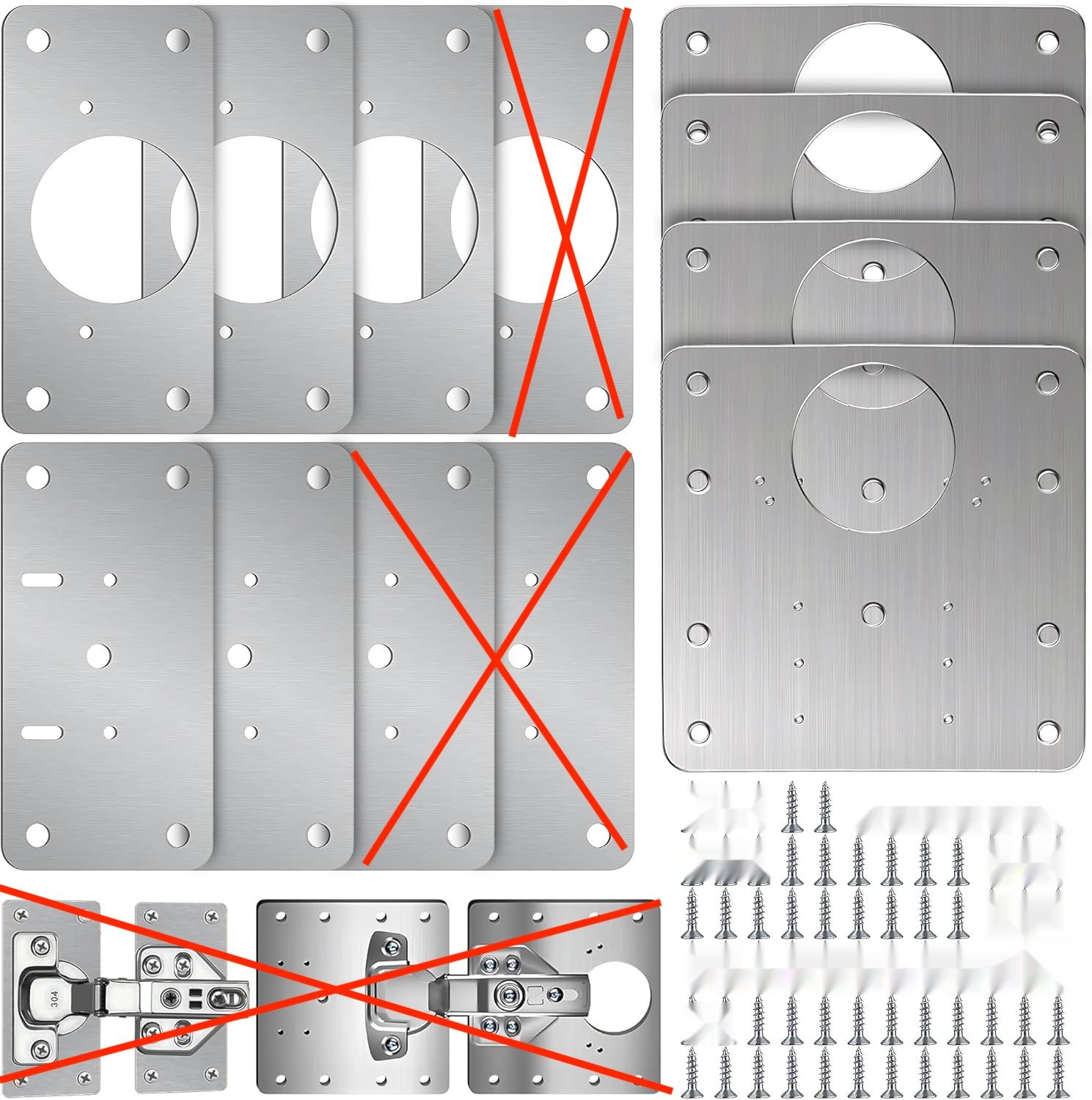 9 sztuk płytek naprawczych zawiasów drzwi z wkrętami, zestaw do naprz