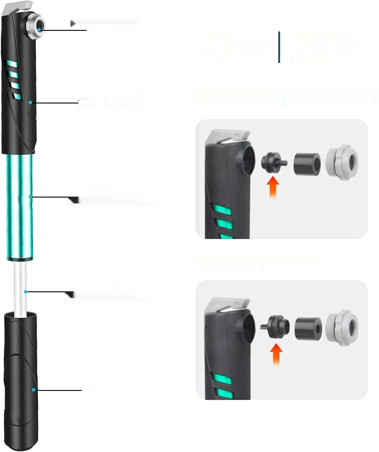 Mini pompka do roweru, przenośna pompka 120 PSI do zaworów Presta i S