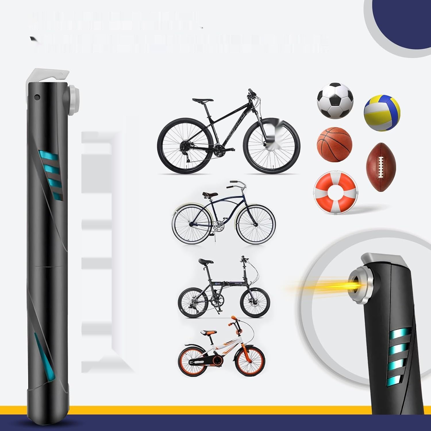 Mini pompka do roweru, przenośna pompka 120 PSI do zaworów Presta i S