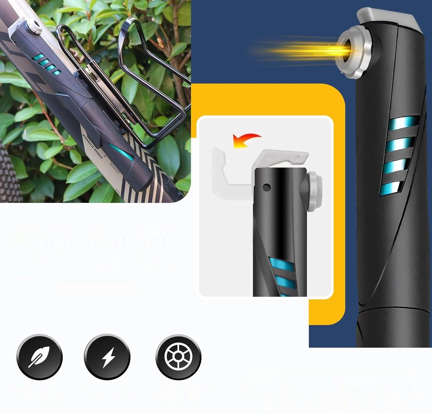 Mini pompka do roweru, przenośna pompka 120 PSI do zaworów Presta i S