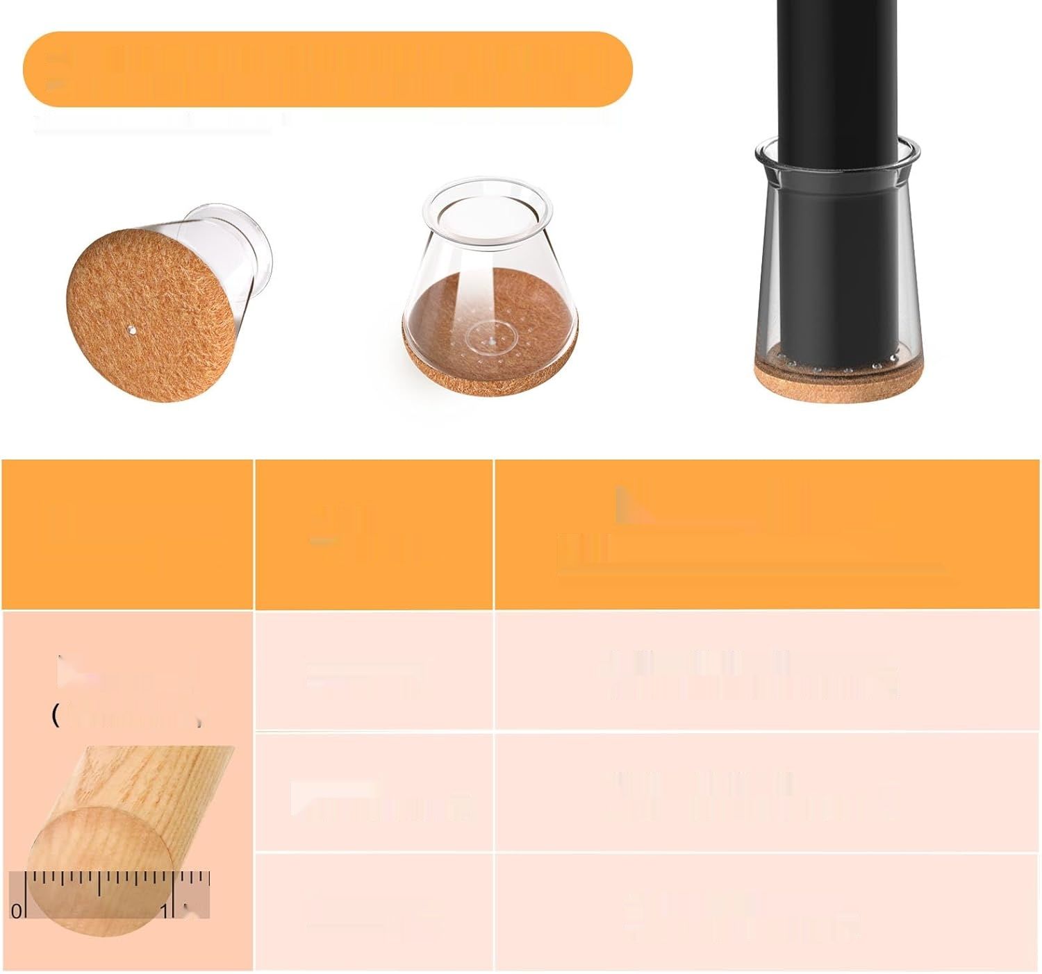 20 sztuk nakładek na nogi krzeseł, prostokątnych, przezroczystych ochr