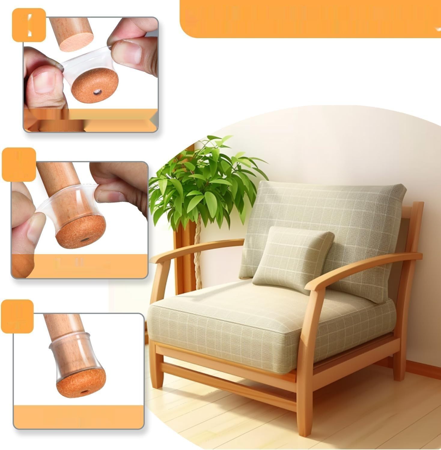 20 sztuk nakładek na nogi krzeseł, prostokątnych, przezroczystych ochr