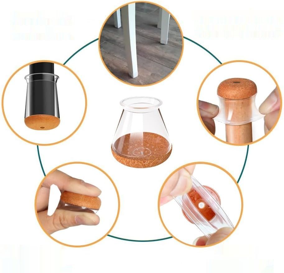 20 sztuk nakładek na nogi krzeseł, prostokątnych, przezroczystych ochr