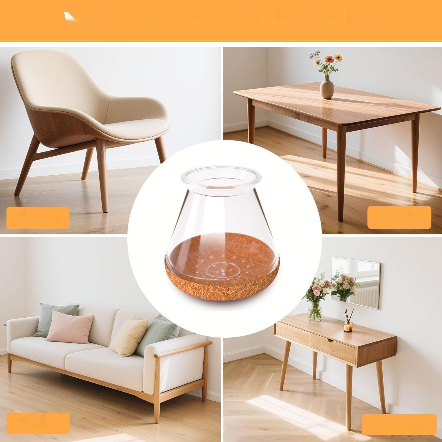 20 sztuk nakładek na nogi krzeseł, prostokątnych, przezroczystych ochr