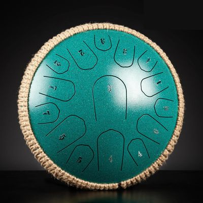 MeloBeat Zungentrommel 13'' 15 Töne D-Dur – Steel Tongue Drum Set (Zielony)