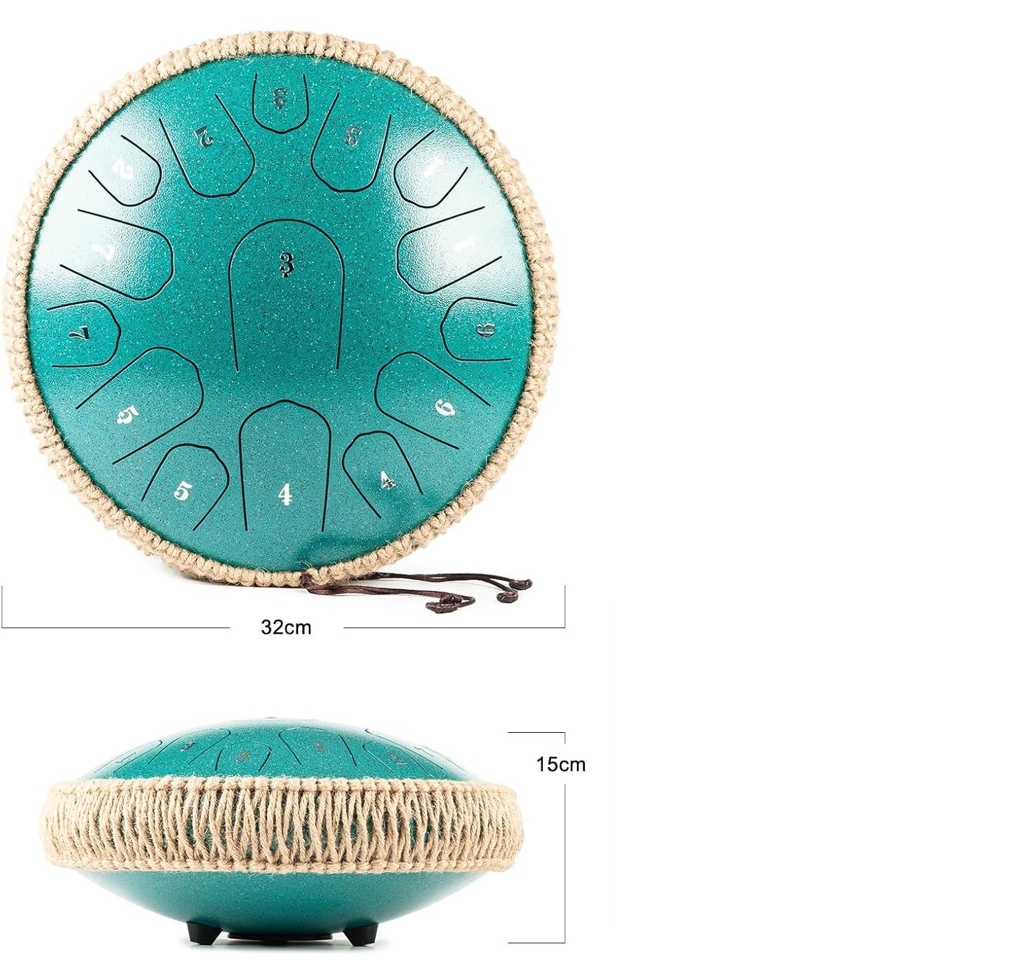 MeloBeat Zungentrommel 13'' 15 Töne D-Dur – Steel Tongue Drum Set (Zielony)