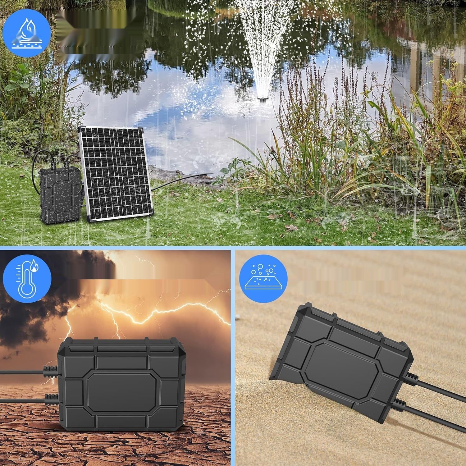 Akumulator zapasowy Biling 2600 mAh do pomp solarnych 25–35 W, czarny