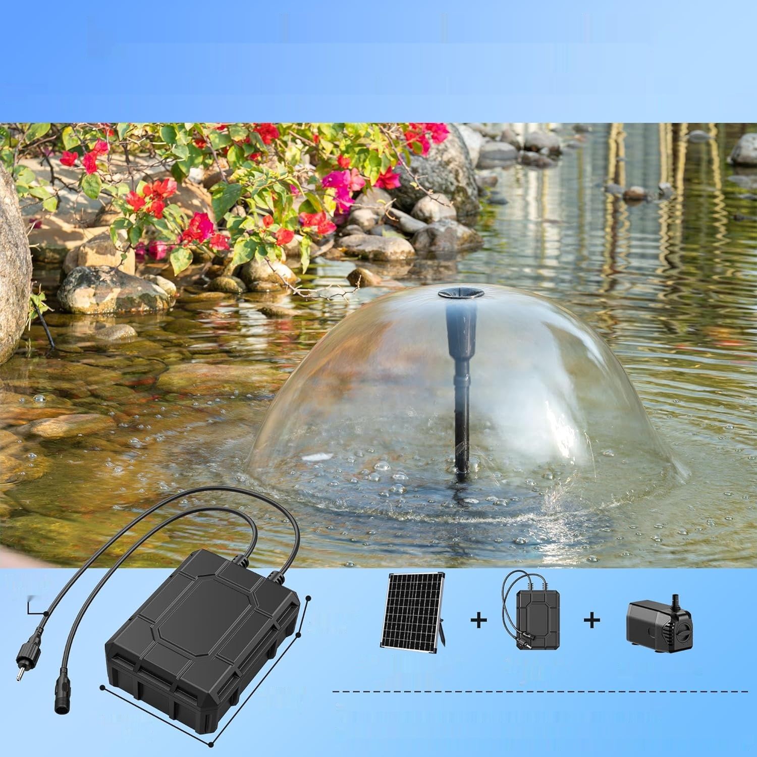 Akumulator zapasowy Biling 2600 mAh do pomp solarnych 25–35 W, czarny