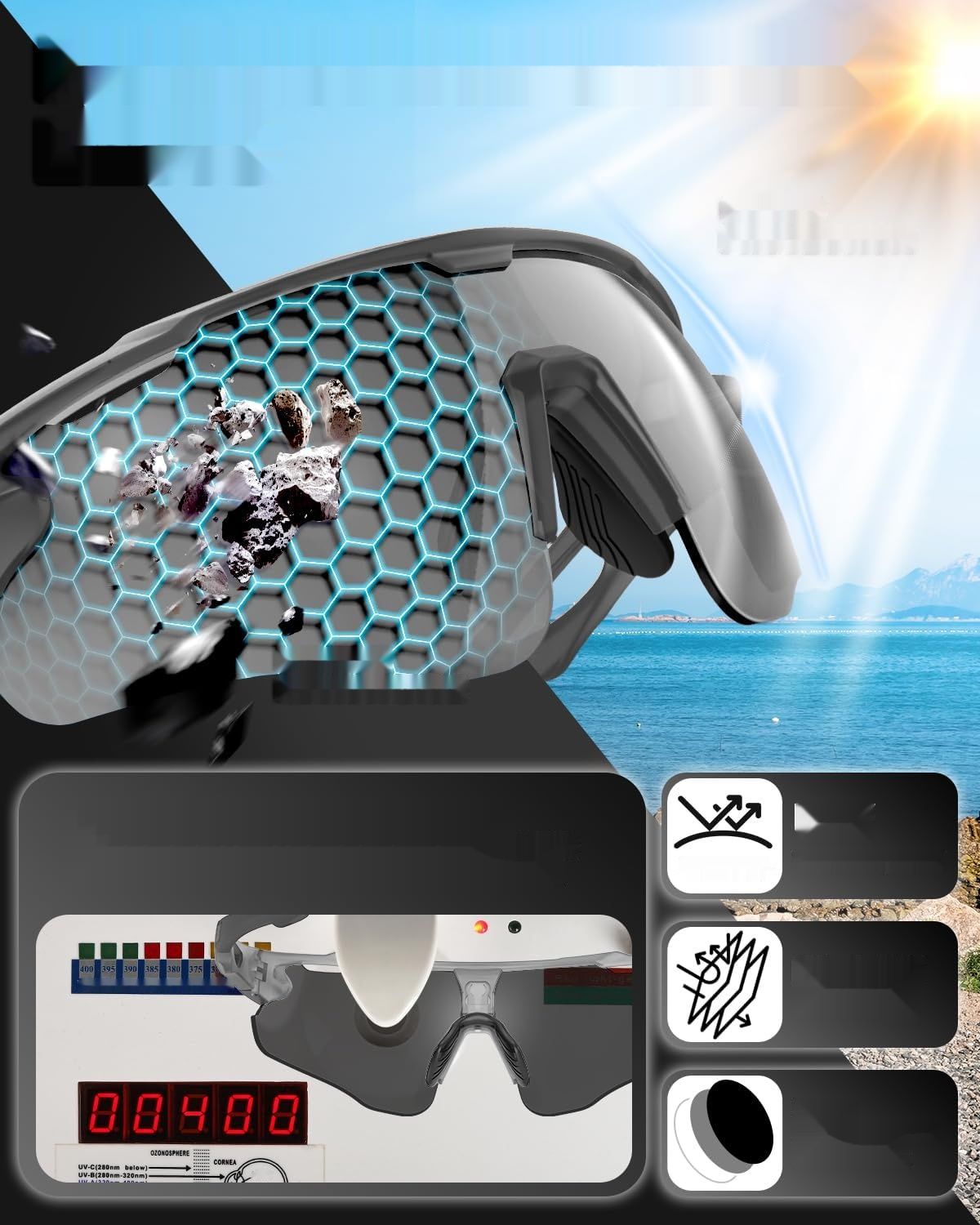 Victgoal okulary rowerowe z polaryzacyjnymi soczewkami, ochrona UV400,