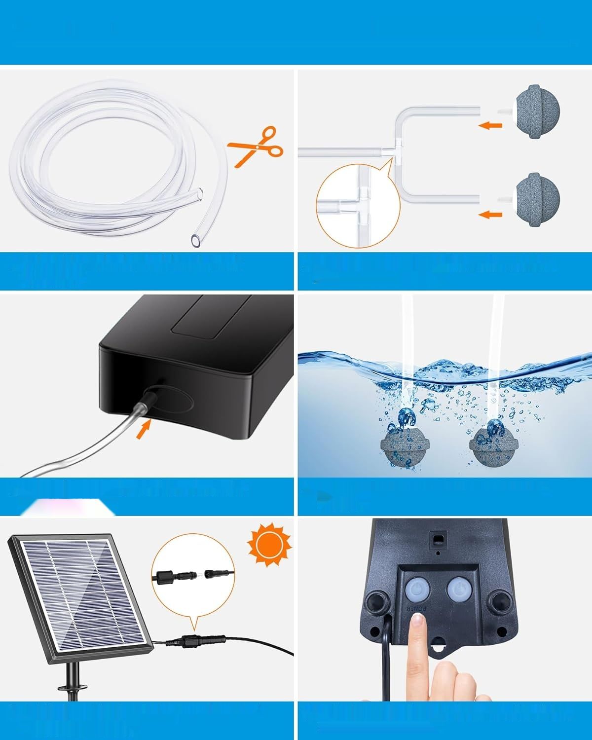 Biling 2,5 W Słoneczna pompa powietrza do akwarium – napowietrzacz –do