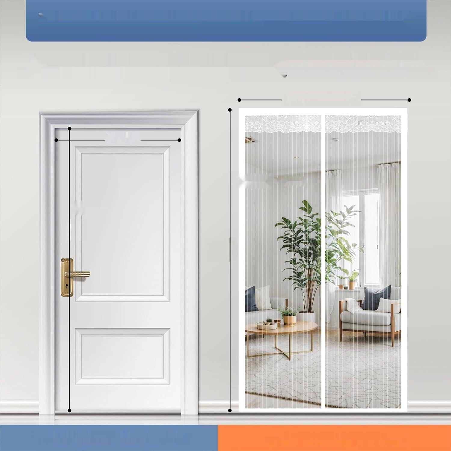 Fliegenvorhang Balkontür Magnet, Fliegengitter Terrassentür Ohne Bohren 90x200cm, Moskitonetz Tür, Fliegenschutz Türen, Insektenschutz Balkon Tür, Fly Screen Door Magnetic(Weiß)