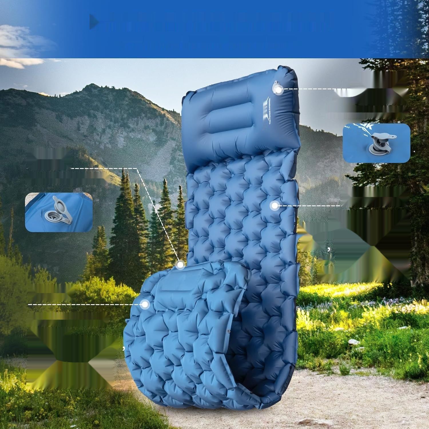 HiiPeak Isomatte Camping z wbudowaną poduszką i pompką nożną