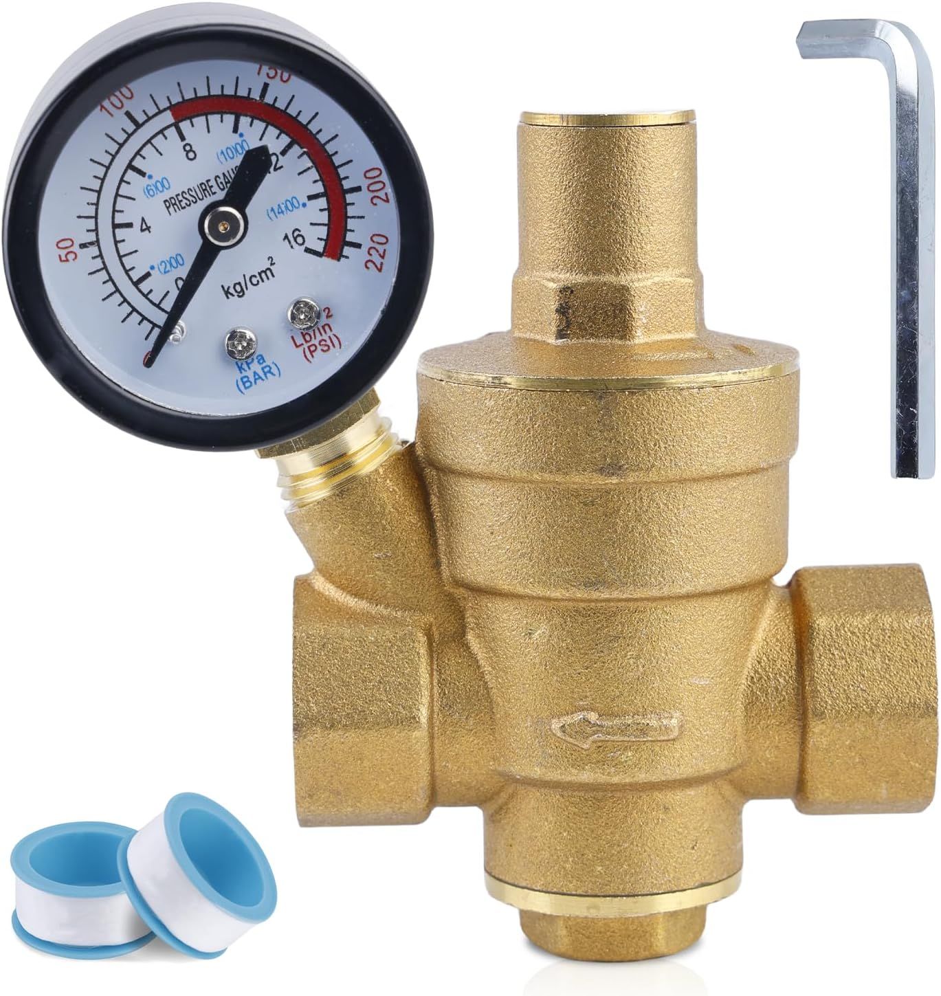 Reduktor ciśnienia do wody 1/2" DN15 z manometrem TOATELU