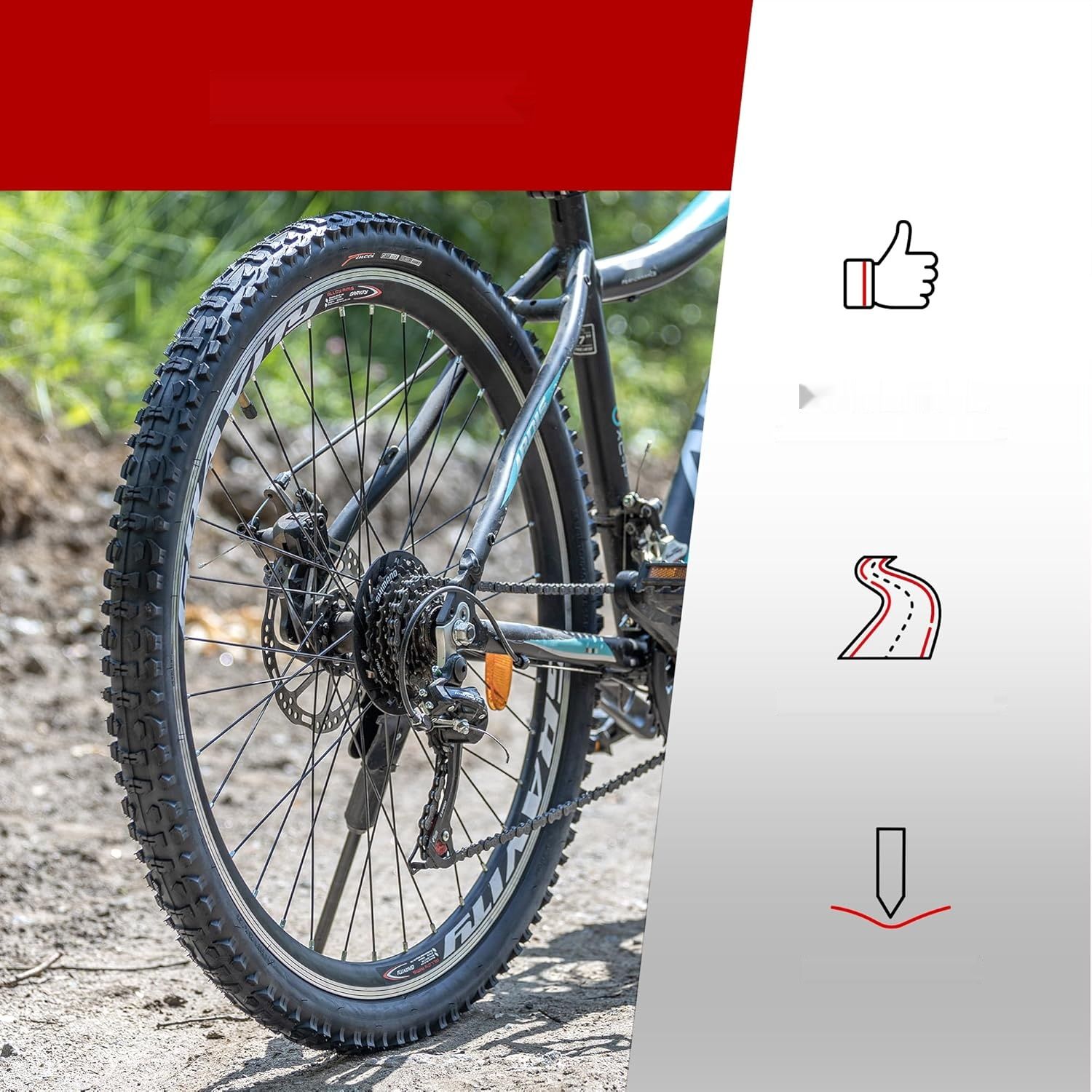 Fincci Opona MTB 26 cali – Zestaw składanych opon rowerowych 26 x 1.95