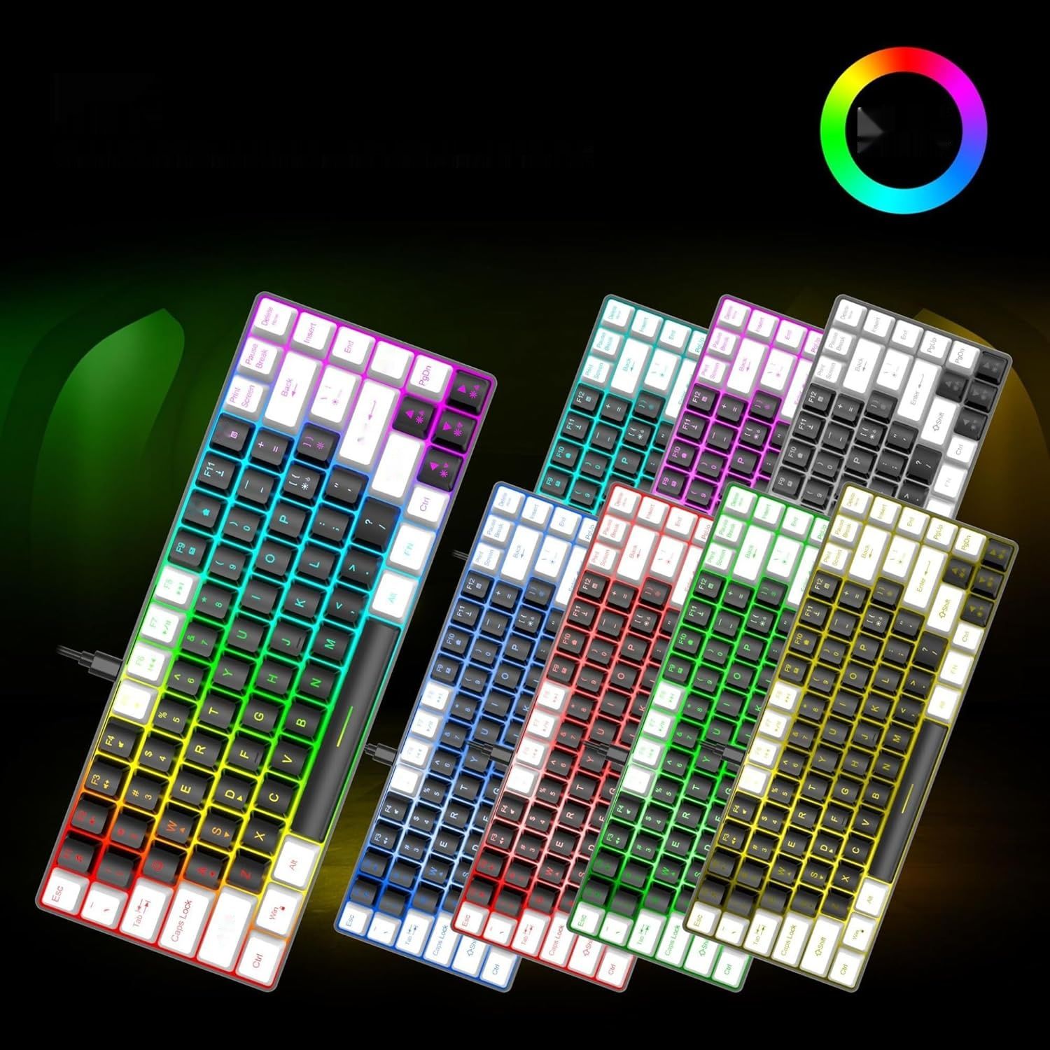 Przewodowa mechaniczna klawiatura 84‑klawiszowa, podświetlana klawiatu