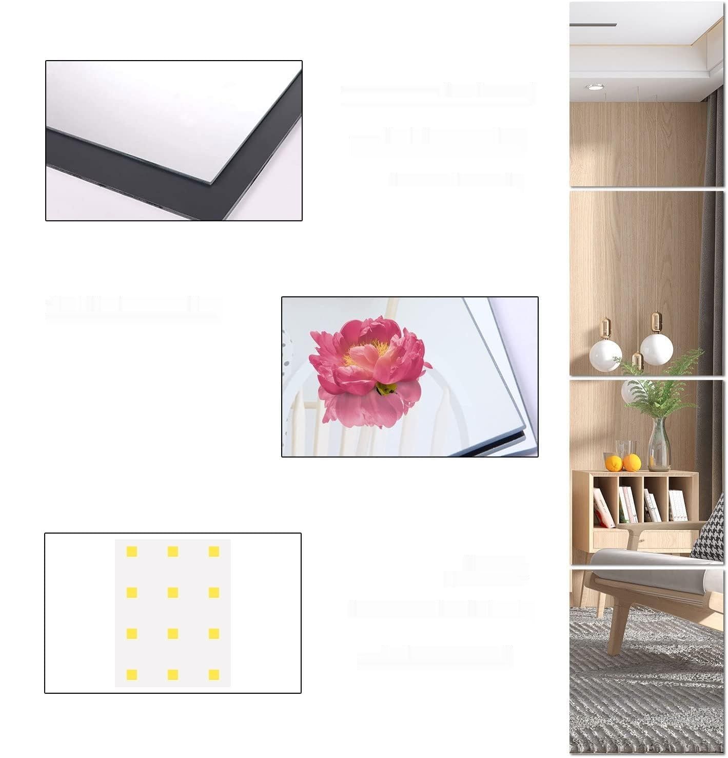 Lustro samoprzylepne HD, nie szklane, płytki lustrzane 40 x 30 cm, du