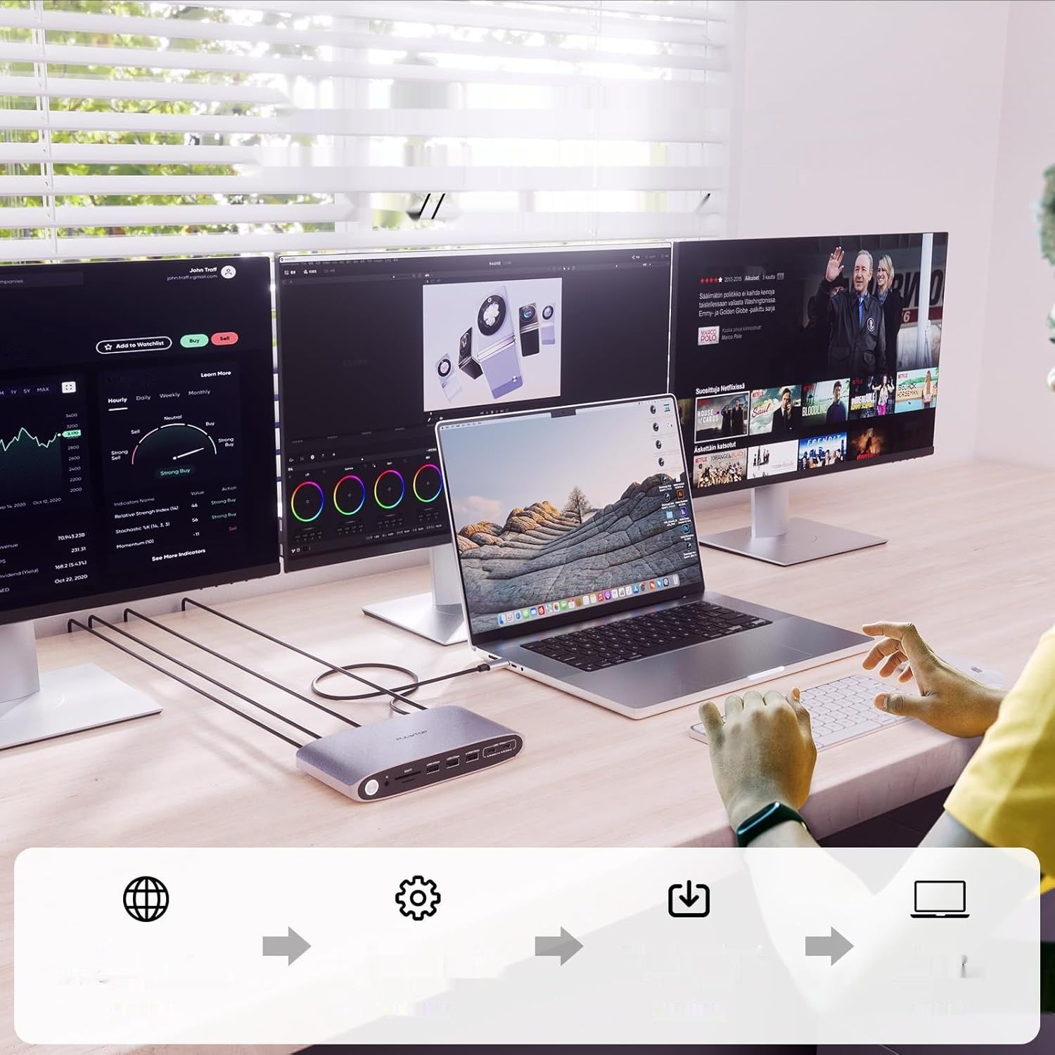 zamienić kartu!!!!!     Stacja dokująca USB‑C z zasilaczem 140 W, stacja dokująca DisplayLink