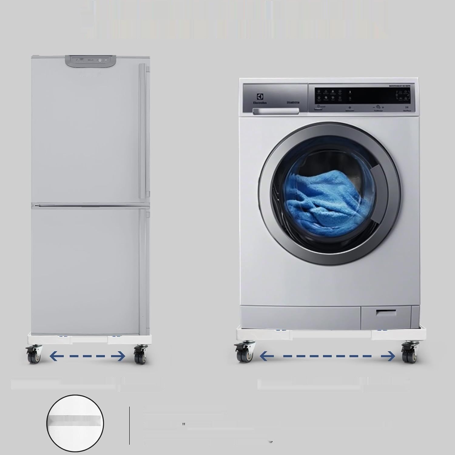 Regulowana podstawa pod pralkę i suszarkę Humagineer z kółkami, 200 kg