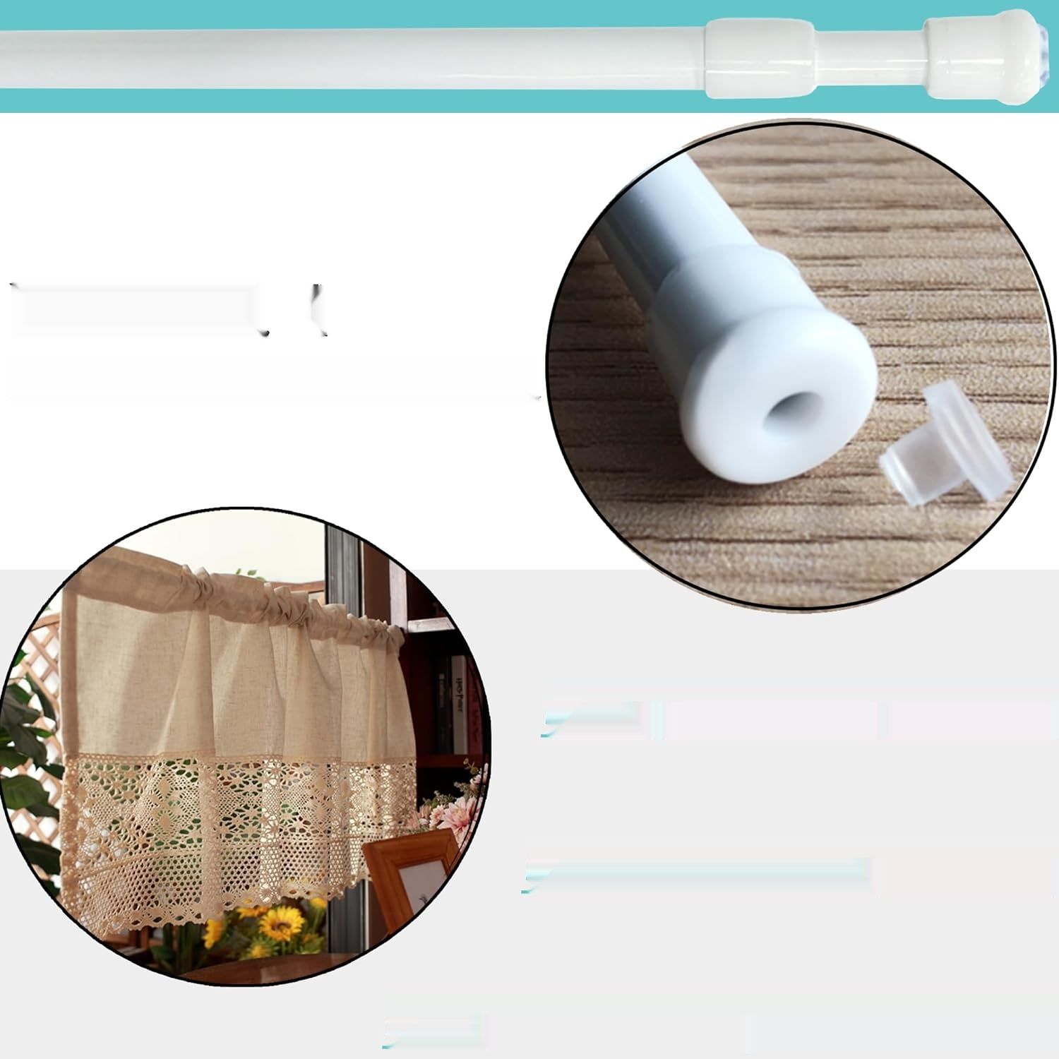 2 sztuki karniszy zaciskowych, karnisz do zasłon bez wiercenia, telesk