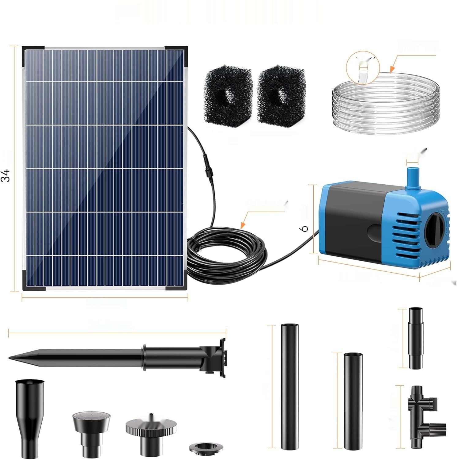 Biling, słoneczna pompa do oczka wodnego z filtrem, 12 W, 605 l/h, fon