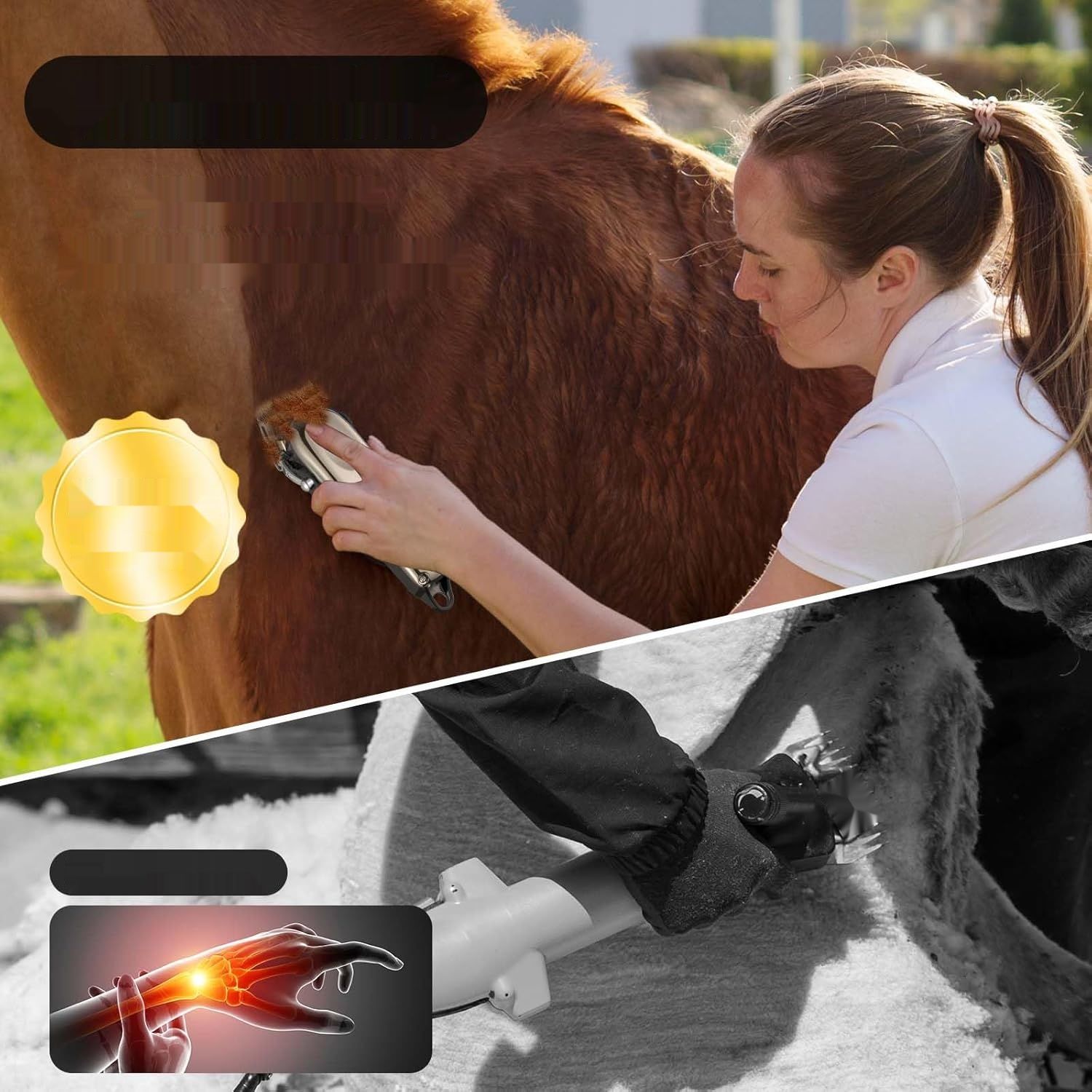Bezprzewodowa maszynka do strzyżenia koni, cicha i mocna maszynka do ś