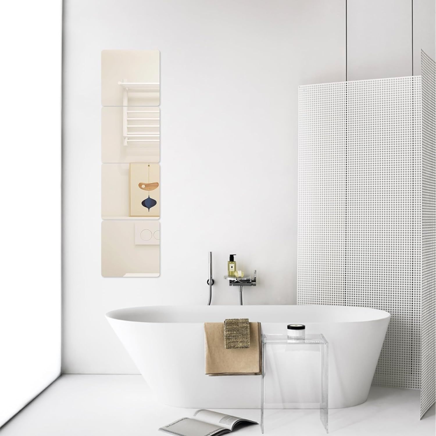 Hode 8 sztuk samoprzylepnych luster ściennych, elastyczne lustra samop