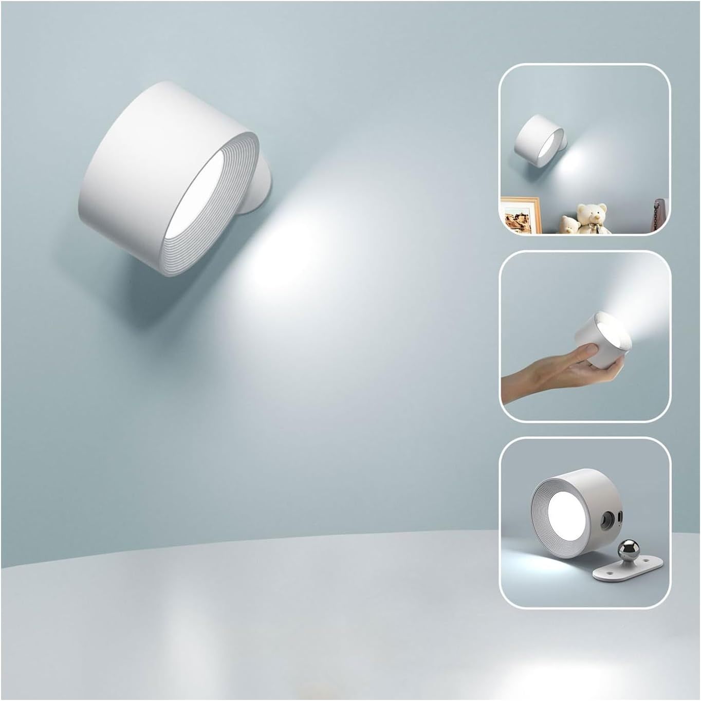 Feallive LED kinkiet wewnętrzny, lampka ścienna z akumulatorem 1 szt.,