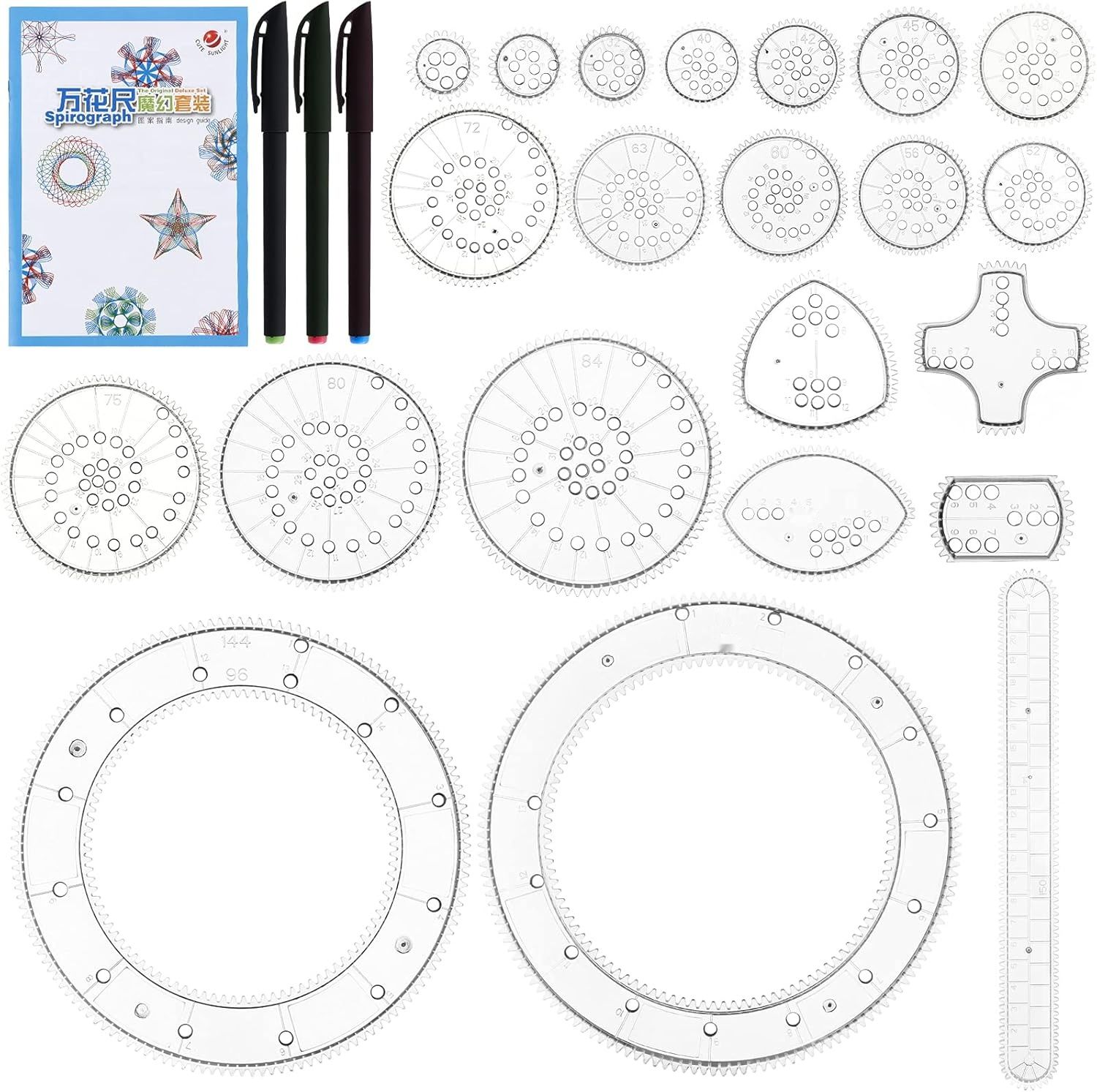 Gobesty Spirograph Zestaw Deluxe – 28 akcesoriów, narzędzie do rysowna