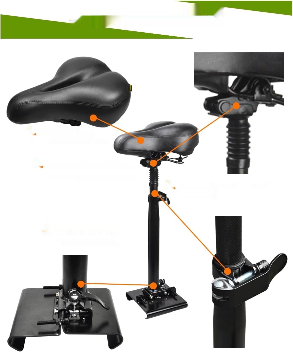 Siedzisko do hulajnogi elektrycznej dla dorosłych na szeroką, łukowatą