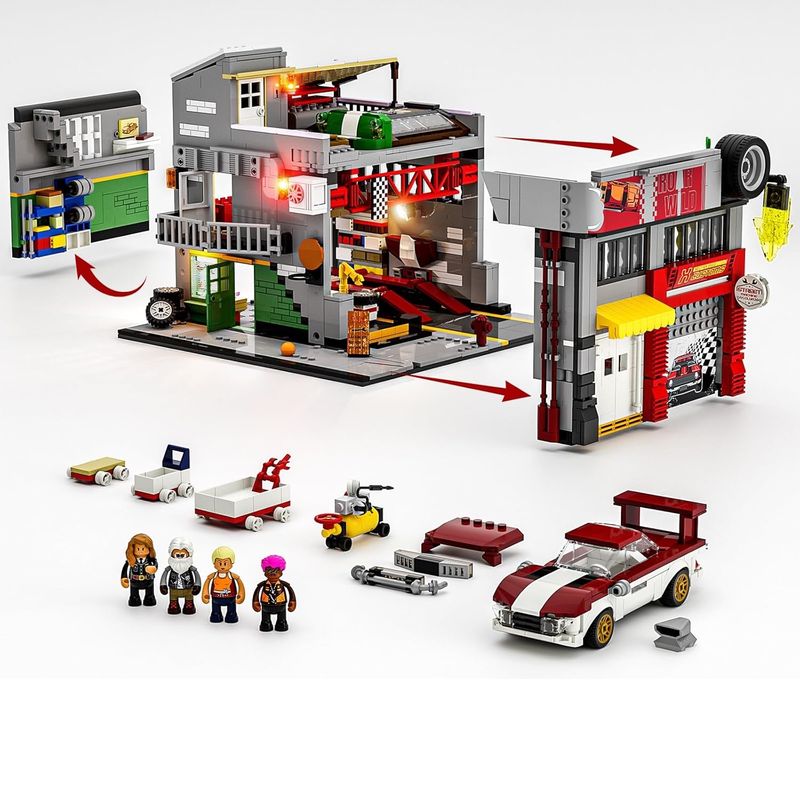 Street Garage MOD z oświetleniem – zestaw konstrukcyjny 1:24, 1935 elementów