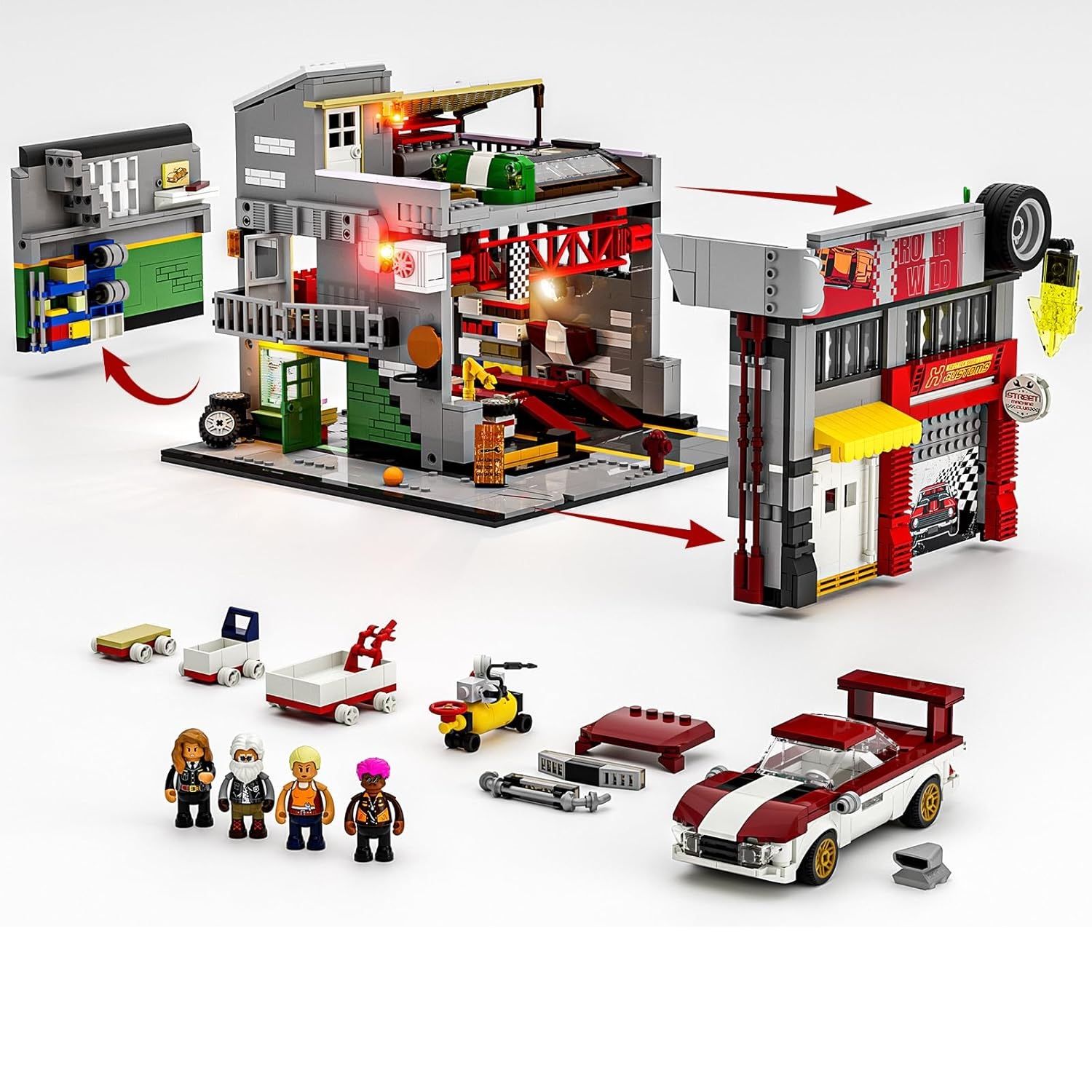 Street Garage MOD z oświetleniem – zestaw konstrukcyjny 1:24, 1935 elementów