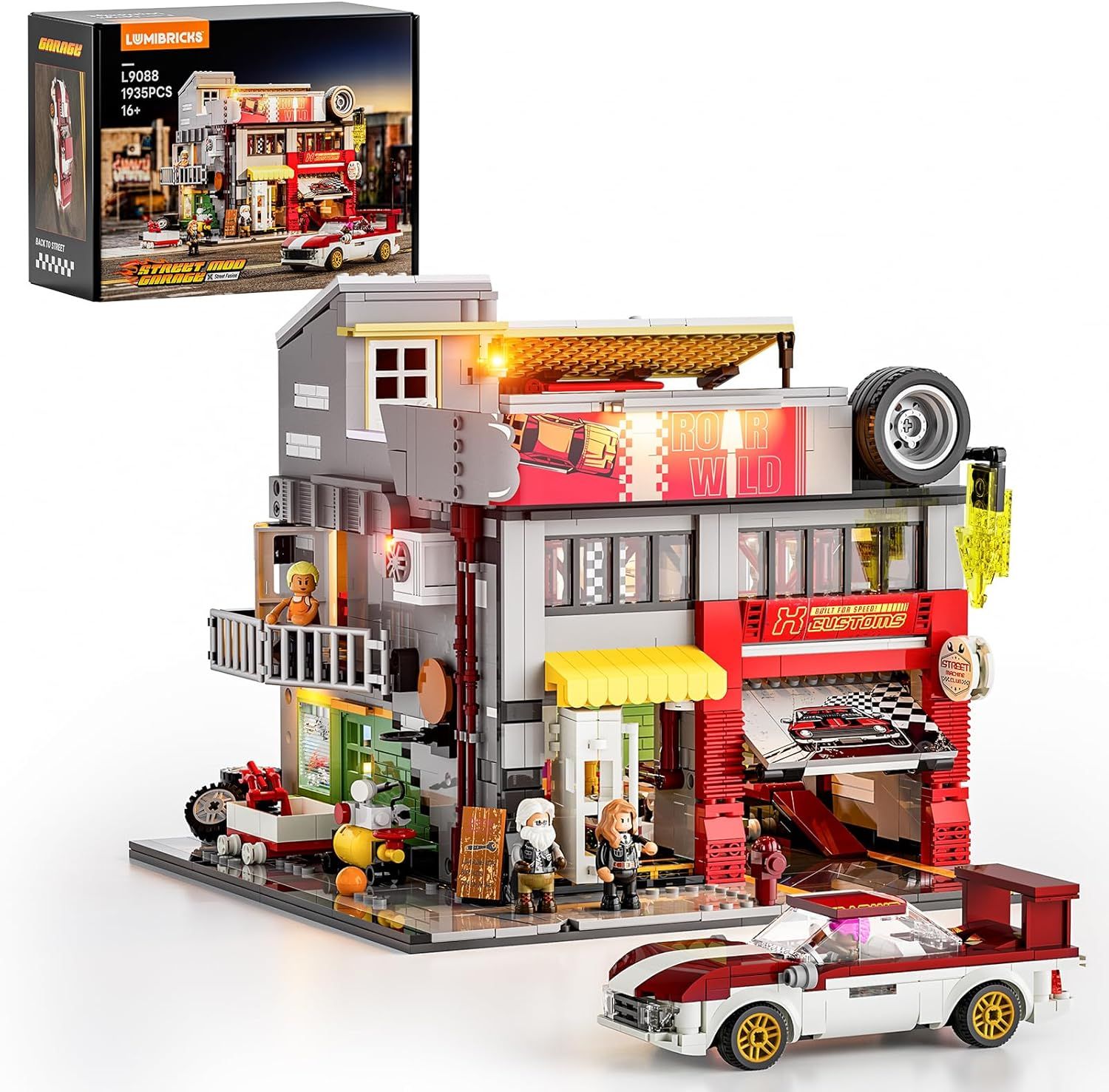 Street Garage MOD z oświetleniem – zestaw konstrukcyjny 1:24, 1935 elementów