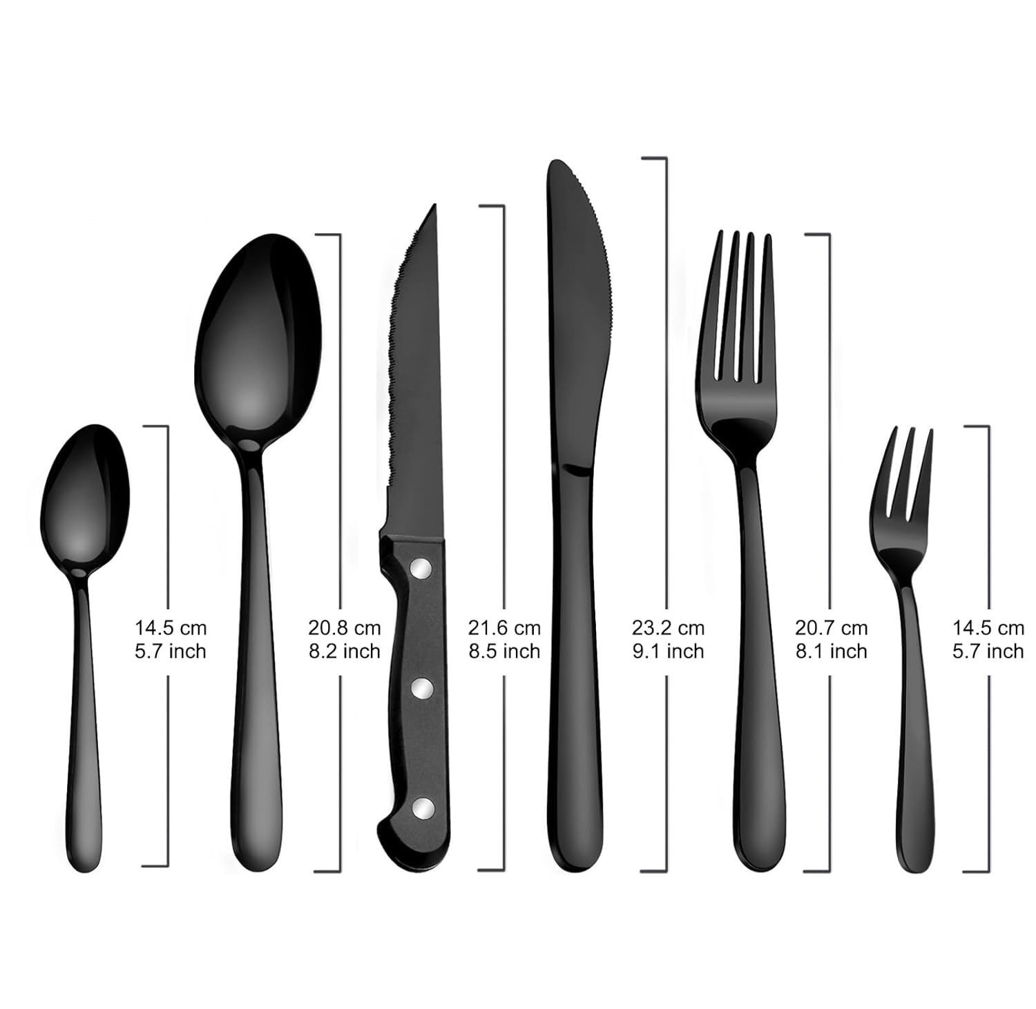 Besteck Set Pleafind 72-częściowe dla 12 osób, czarne matowe