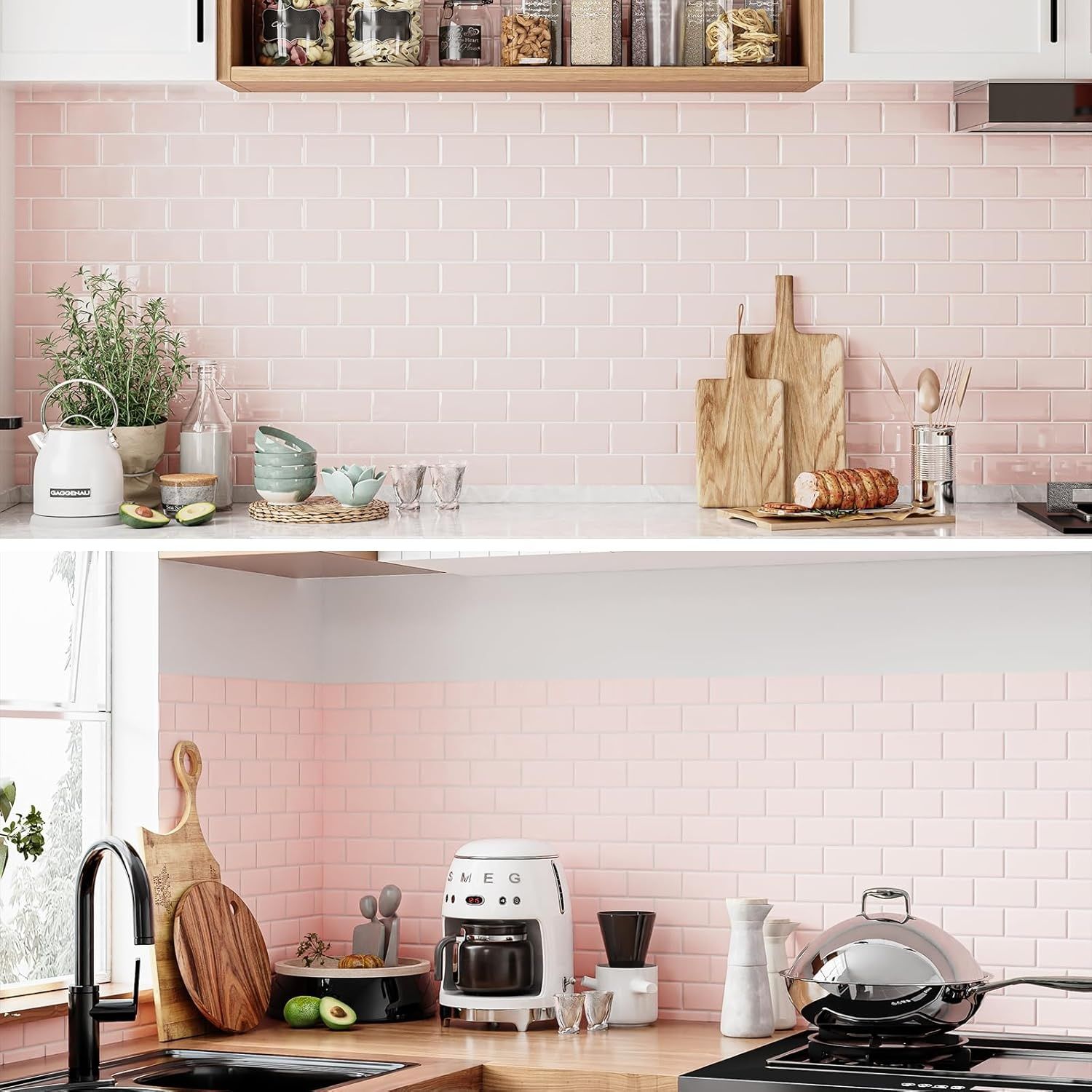 Yoillione Piastrelle Adesive 3D 30x30 cm, Rosa – Zestaw 10 sztuk