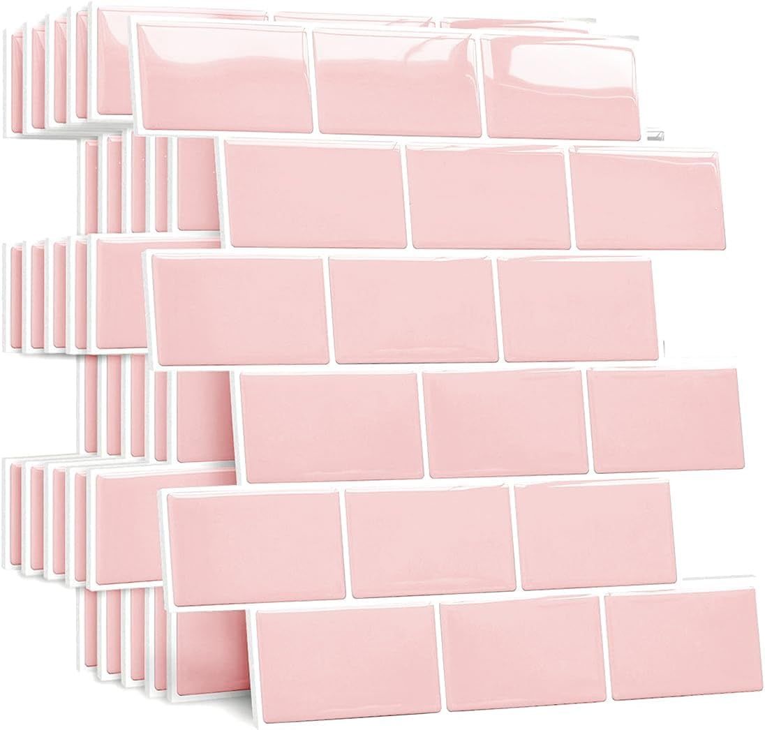 Yoillione Piastrelle Adesive 3D 30x30 cm, Rosa – Zestaw 10 sztuk