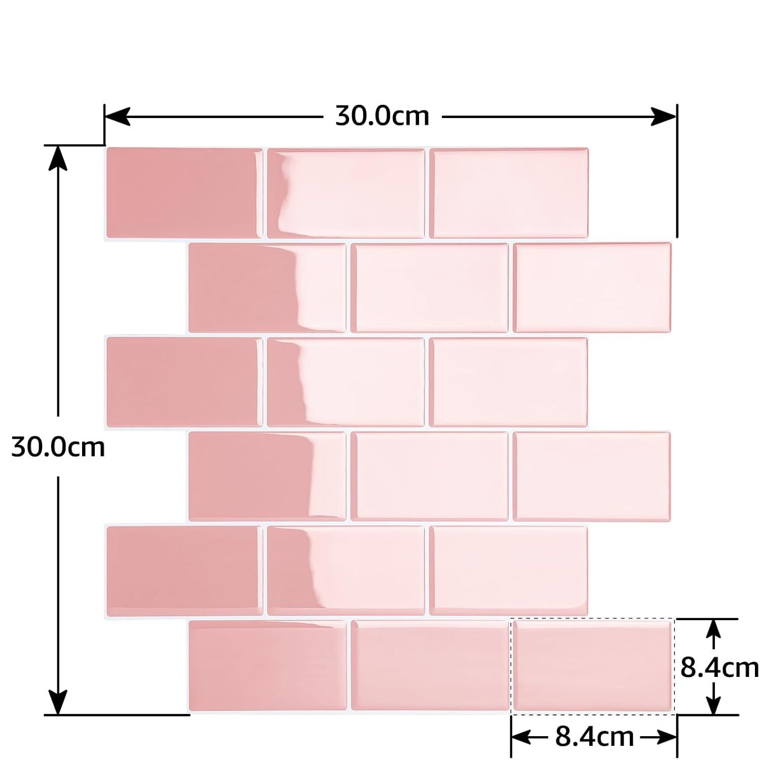 Yoillione Piastrelle Adesive 3D 30x30 cm, Rosa – Zestaw 10 sztuk