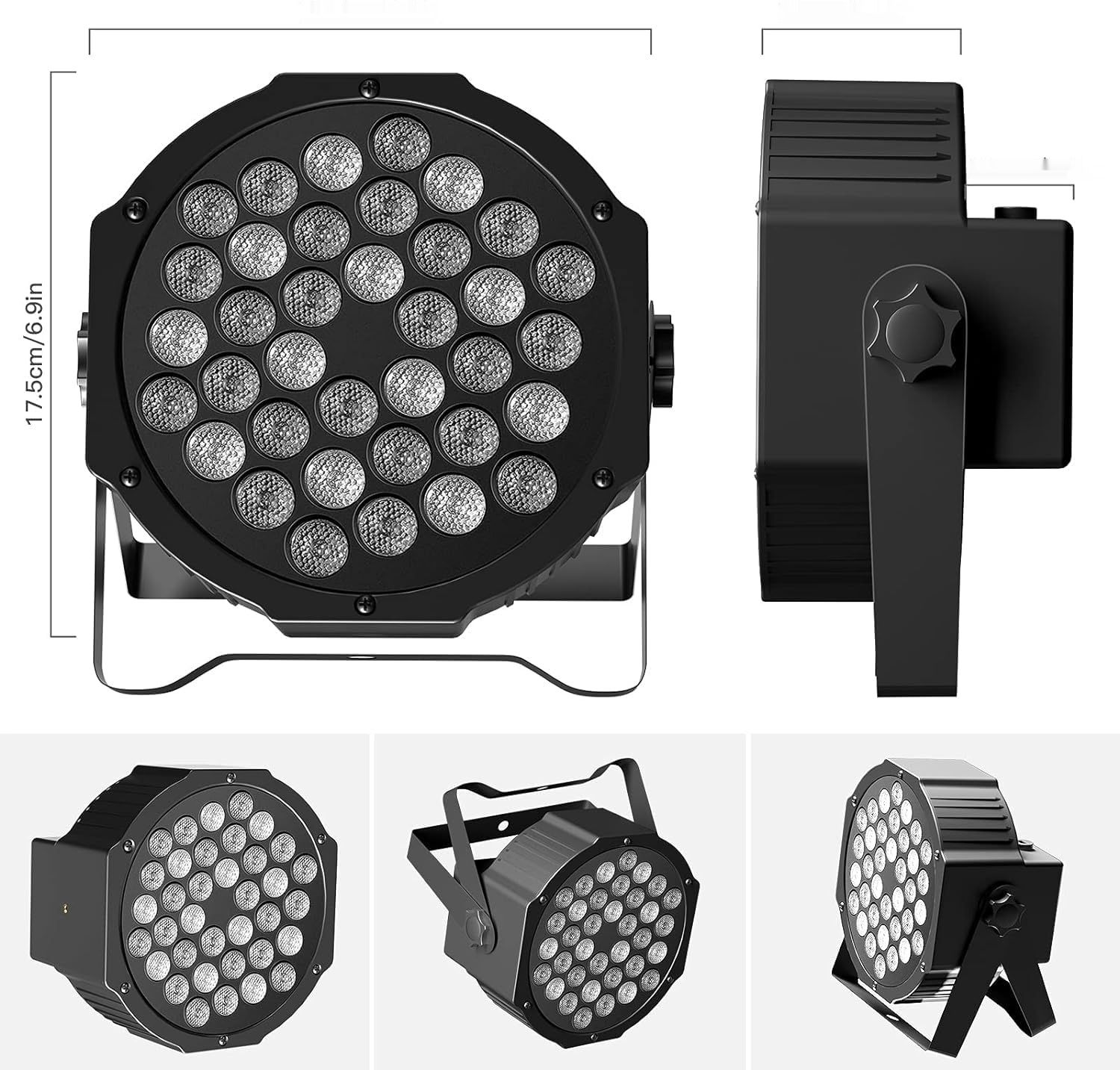 DELIBANG Zestaw 4 reflektorów LED Par 36 z torbą – RGB DMX Disco Light z pilotem