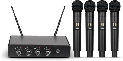 Depusheng R5 – Bezprzewodowy system mikrofonowy UHF z 4 mikrofonami ręcznymi