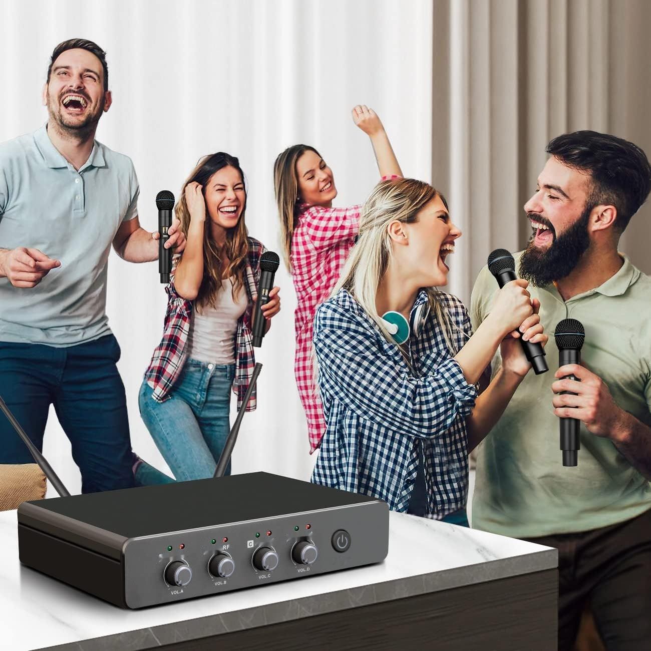 Depusheng R5 – Bezprzewodowy system mikrofonowy UHF z 4 mikrofonami ręcznymi